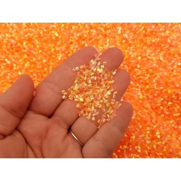 Imagem de Zoe Creative Miçangas neon fluorescentes brilhantes brilhantes neon crocantes para slime crocante (RFS), contas de palha iridescentes, glitter 3D, fornecimento de geleca (laranja neon, saco de 100