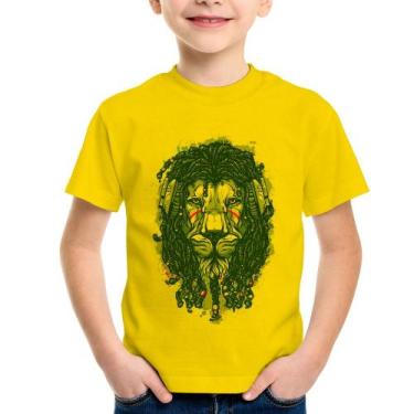 Imagem de Camiseta Infantil Leão Reggae - Foca na Moda, Amarelo, 4