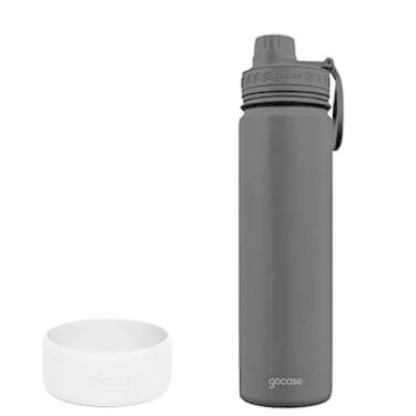 Imagem de Kit de Garrafa Térmica Para Água Fresh Gocase 650ml + Base de Silicone (Preto & Branco)