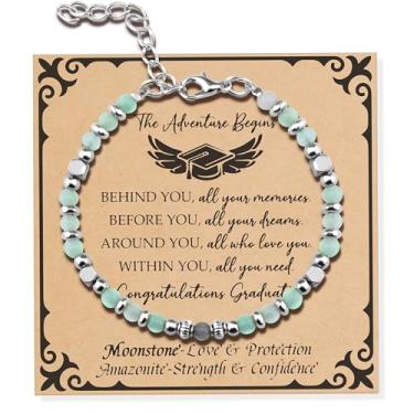 Imagem de Decorações de formatura 2025 presentes de formatura para ele, sua turma de 2025, mestres universitários, decorações de formatura para mulheres, amazonita, pedra da lua, acessórios de joias, Prata, P