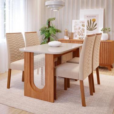 Imagem de Sala de Jantar Valentina 1,30 com 4 Cadeiras Clarice - Cimol