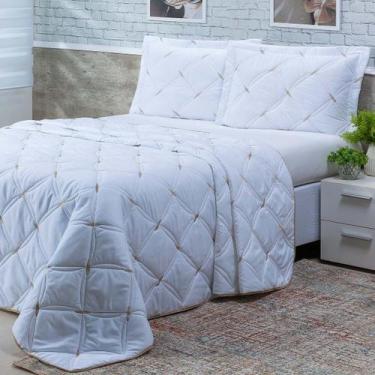 Imagem de Cobre Leito King Unique 200 Fios Bordado 3 Peças - Branco - To Decoran