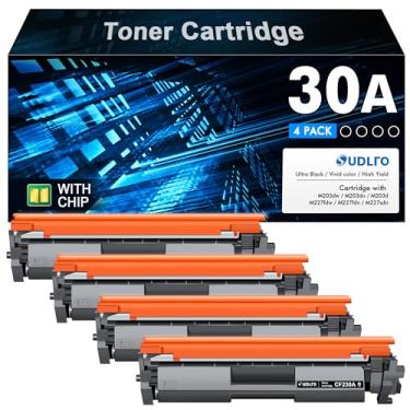 Imagem de CF230A - Toner 30A - Substituição para cartucho de toner HP 30A CF230A 30X CF230X para compatível com Pro MFP M227fdw M203dw M227fdn M203dn M227sdn M203d M227 M203 Series Printer (preto, pacote com 4)