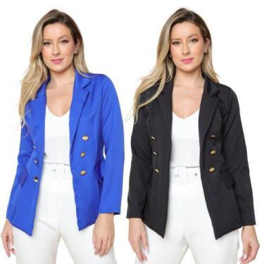 Imagem de Kit Blazer Feminino Em Alfaiataria Com Botões - IV STORE, Azul royal e