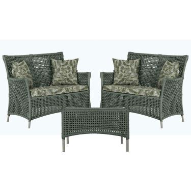 Imagem de 2 Sofás E Mesa Igapó Alumínio Fendi Corda Náutica E5 Trama Verde