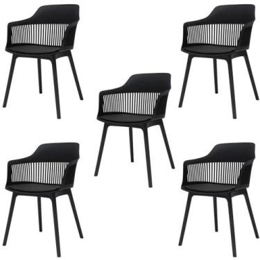 Imagem de Kit 05 Cadeiras Marcela Preta Sala Cozinha Jantar Preto - B.Hoff Mobil