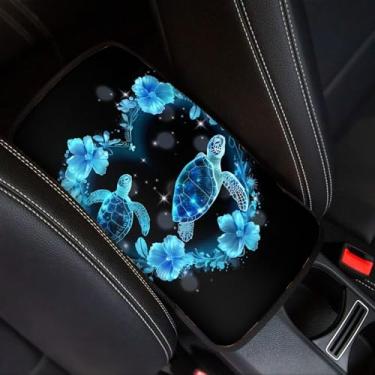 Imagem de UNICEU Capa de console central automotiva tartaruga marinha ajuste universal para SUV caminhão carros caixa de assento para homens e mulheres