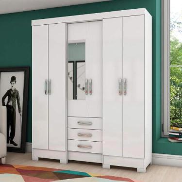 Imagem de Guarda-Roupa Solteiro 6 Portas 3 Gavetas Branco Lírio - Pnr Móveis, Br