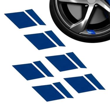 Imagem de Decalques de listras para aro de roda de carro, 6 peças de adesivos refletivos para automóveis, decalques automáticos universais para rodas de 20 a 53 cm, acessórios de decoração de aro de pneu (azul)