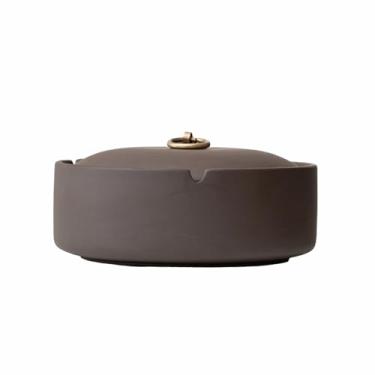 Imagem de Cinzeiros de mesa de cerâmica cinzeiro vintage de mesa retro areia roxa material à prova de vento para fumar para uso doméstico escritório ornamentos (tamanho: Brown G)