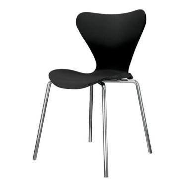 Imagem de Cadeira Jacobsen Preta e Cromada - Mobly