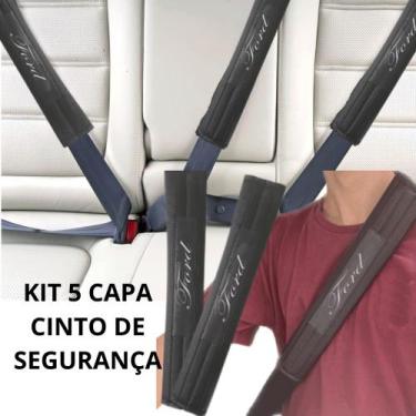 Imagem de Kit 5 Capas Protetor Cinto Segurança Preta Espumada Carro Automotivo F