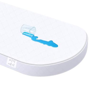 Imagem de Colchão de berço para bebê, respirável, hipoalergênico, espuma premium, não tóxico, formato oval com capa à prova d'água, 40,6 cm x 81,3 cm x 5 cm, branco