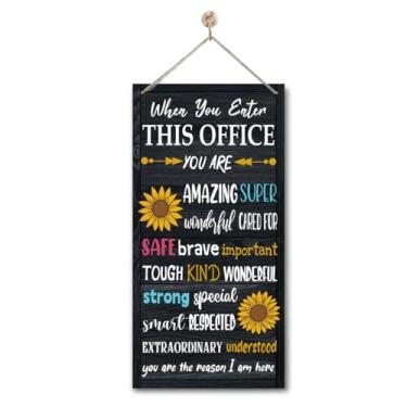 Imagem de Gkwa Placas Motivacionais Para Decoração De Escritório, Quando Você Entra Neste Placa Madeira Pendurar, Parede Com Girassol, Porta Psicólogo E Conselheiro A1