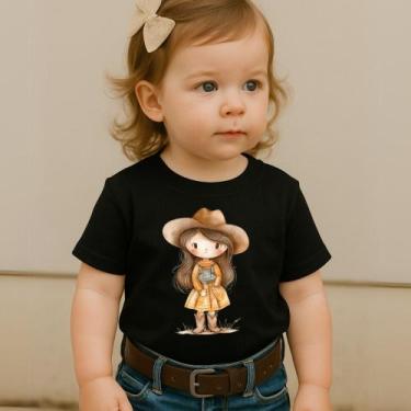 Imagem de Camiseta Blusa Infantil Feminina Estampa Menina Fazendeira 020 Country