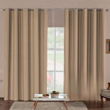 Imagem de Cortina Blackout Premium Corta Luz Total Com Isolamento Térmico E Acústico Tecido Durável Para Qualquer Ambiente(AVELÃ,2,80MX1,80M)