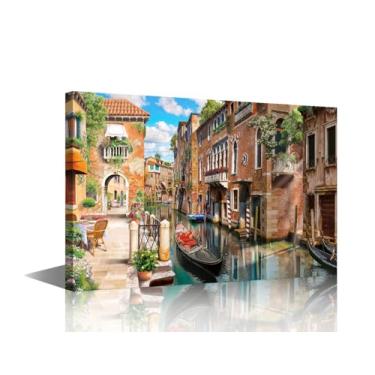 Imagem de 1 painel Itália arte de parede para sala de estar tamanho grande rua em Veneza decoração de parede de escritório impressões em tela Europa viagem cidade arte moderna para quarto banheiro emoldurado
