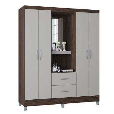 Imagem de Guarda Roupa Cordoba 4 Portas 2 Gavetas Poquema Chocolate/offwhite