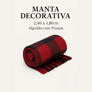 Imagem de Manta Para Sofá Gigante 2,40x1,80m Casal AlgodãoDecoração Direto da (Xadrez Vermelho e Preto)