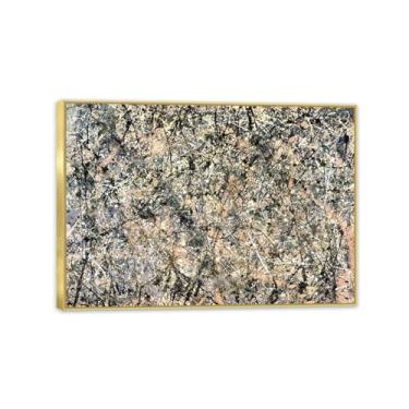 Imagem de Giclee Impressão em tela arte de parede Jackson Pollok número 1 1950 pinturas abstratas para sala de estar decoração de casa 70 x 50 cm (28 x 20 pol) moldura dourada