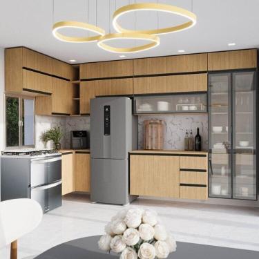 Imagem de Cozinha Modulada 15 Peças 11 Aéreos 3 Balcões 1 Cristaleira Nara Cabecasa Madeiramadeira Avena