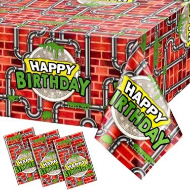 Imagem de Oudain Pacote com 3 toalhas de mesa de festa de tartaruga, decoração de mesa de aniversário, 137 x 272 cm, impermeável, descartável, temática de tartaruga, suprimentos de festa para videogame ou covil