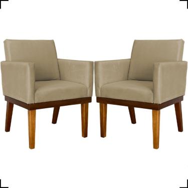 Imagem de Kit 2 Poltronas Decorativa Para Sala Recepção Consultório Escritório Base Em Madeira Divine Suede
