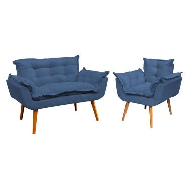 Imagem de Kit Namoradeira Manicure + Poltrona Decorativa Para Sala Recepção Consultório Alice Suede