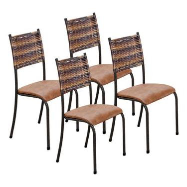 Imagem de Conjunto Kit 4 Cadeiras Cozinha Jantar Almofadada Sisal - Madlar