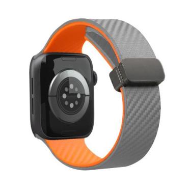 Imagem de Pulseira Borracha Fecho Magnetico Carbono Para Apple Watch - Baú do Vi
