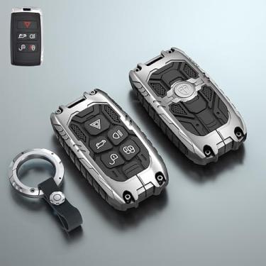 Imagem de Aoocar Capa de chaveiro de metal pesado estilo Mech, compatível com Land Rover 2018-2025~, adequada para Rover Evoque LR2 LR4 Discovery Velar Sport Jaguar, capa protetora de chave de liga de zinco