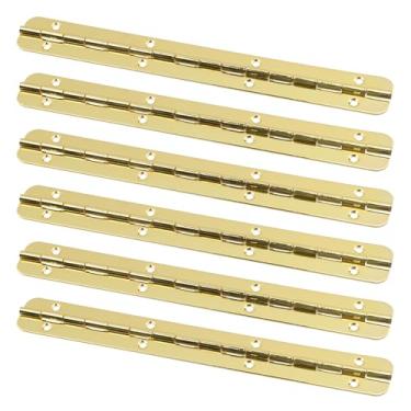 Imagem de Oedema Dobradiça de piano de ferro de 16,3 polegadas, pacote com 6 dobradiças contínuas e de piano, pequenas dobradiças de porta de barco para caixa de madeira, portas de armário, douradas, espessura