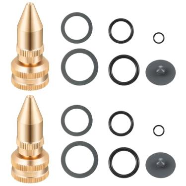 Imagem de Feekoon Pacote com 2 bocais ajustáveis de latão compatíveis com Roundup 181538, kit de reparo de bocal de cone todo de latão com juntas e anéis em forma de O compatível com o pulverizador