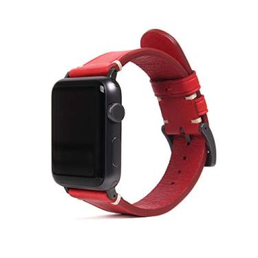 Imagem de [SLG] Pulseira de couro D7 Italian Buttero para Apple Watch, 42/44mm, Vermelho