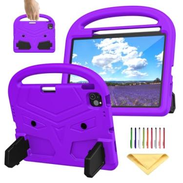 Imagem de UUcovers Capa infantil para iPad Air 11 polegadas M2 (2024) - Air 6ª geração e iPad Pro 11 polegadas M4 2024 (5ª geração) com suporte/porta-lápis/alça leve de EVA macio à prova de choque, roxo pássaro