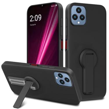 Imagem de Capa de telefone compatível com T-Mobile REVVL 6 5G / REVVL 6X 5G com protetor de tela, 360° giratório dobrável oculto/suporte de silicone TPU capa protetora para T-Mobile REVVL 6/6X 5G - Preto