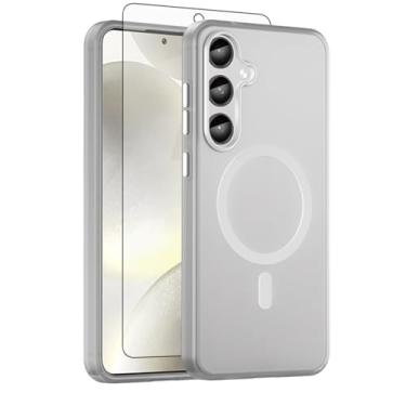 Imagem de Asuwish Capa de telefone para Samsung Galaxy S24 Plus S24+ 5G, compatível com Magsafe Magnetic, protetor de tela, capa protetora à prova de choque traseira fosca translúcida S24plus 24S + S 24 24+