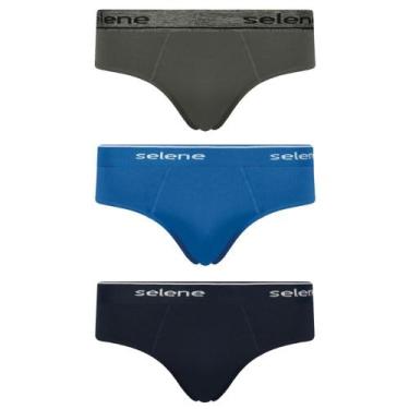 Imagem de Kit 3 Cuecas Slip Selene 11900-001 Algodão Cós Elástico, 998, Chumbo, 