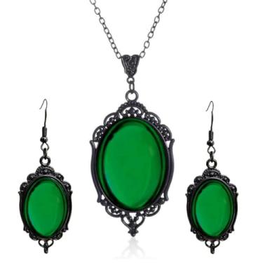 Imagem de MIFYNN Conjunto de joias gótico Stardust para mulheres vintage camafeu conjunto de colar brincos de cristal roxo conjuntos de joias de vampiro acessórios de fantasia de Halloween para mulheres, Large