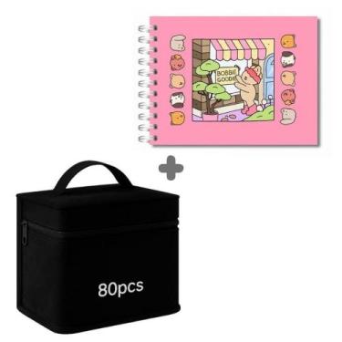 Imagem de 80/100/120 Cores Caneta Marcadora Kit Com Ponta Dupla - Lusen, Caderno