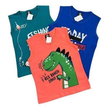 Imagem de Kit 3 Peças Camiseta Regata Infantil 1 Ao 8 Menino Promoçã - Maximus, 