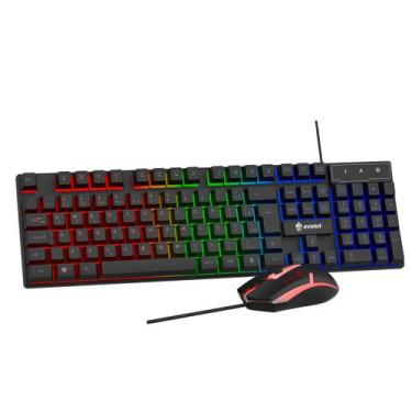 Imagem de Kit Combo Teclado e Mouse Gamer Evolut First, RGB, Layout ABNT2, Conex