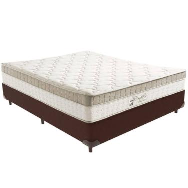 Imagem de Cama Box Marrom E Colchão King Best Molas Ensacadas Casal 138x188x33 Anjos