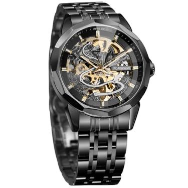 Imagem de FORSINING Relógio de pulso masculino com esqueleto mecânico automático à prova d'água