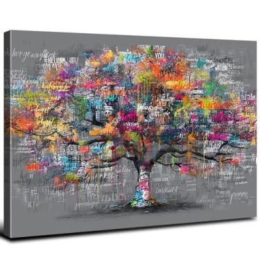 Imagem de Motivação Árvore da Vida Arte de Parede Graffiti Imagem para Sala de Estar Abstrata Floresta Ramos de Árvore Poster Quarto Pop Street Banksy Pintura Impressões Arte Moderna Banheiro Escritório