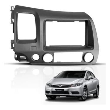 Imagem de Moldura Painel 2 Din Mp5 New Civic 2007 2008 2009 2010 2011 Grafite