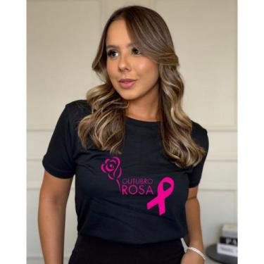 Imagem de Blusa Feminina Outubro Rosa T -Shirt moda 100% Algodão P AO G2 Plus Si