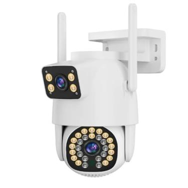 Imagem de Câmera de Segurança Externa Wi-Fi – Lente Dupla, Visão Noturna Colorida, Detecção de Movimento e Áudio Bidirecional