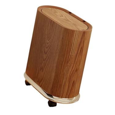 Imagem de KiBcsLic Lixeira com rodas removíveis, lata de lixo estreita, economizadora de espaço, lata de lixo prática para banheiro, cozinha, lavanderia, casa, Marrom