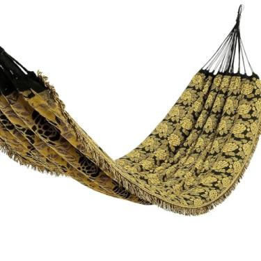 Imagem de Rede Descanso Rede De Dormir Rede De Descanso para Casal Indiana Verde Gigante Varanda(Amarelo c/preto)